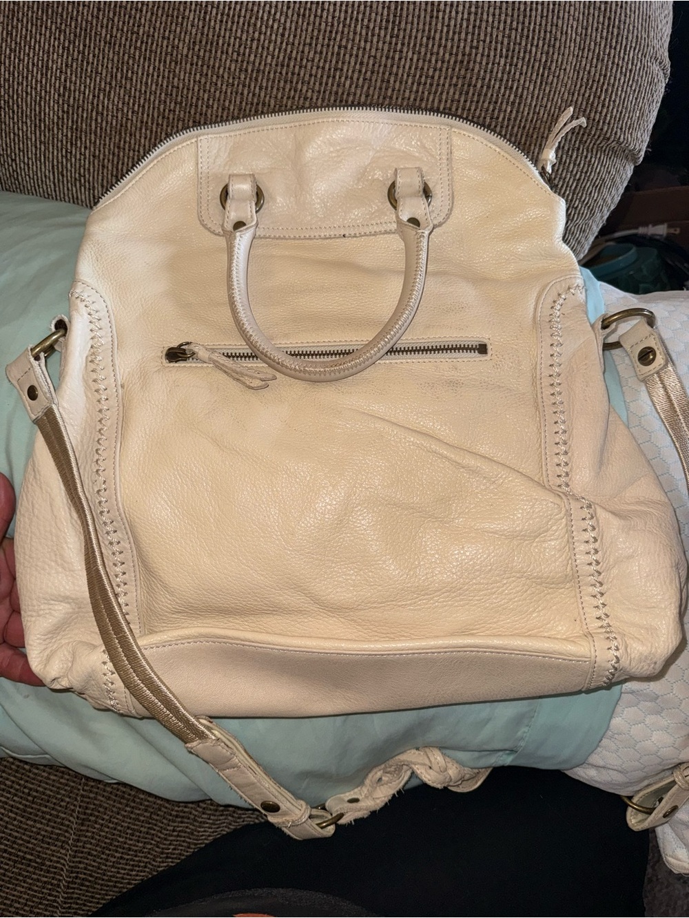 Large beige handbag